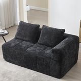 Gutent-Bank Canapé confortable pour 2 personnes, aucun assemblage requis, canapé en peluche avec coussin, poches latérales pour télécommande et téléphone portable, soigné et élégant, noir.