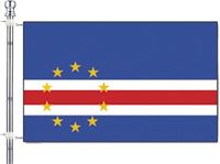 Merkloos / Sans marque Partyxplosion B.V. Vlaggenstok/vlaggenmast set - incl vlag van Kaapverdie - 90 x 150 cm - aluminium - 183 cm