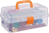 Merkloos Relaxdays Opbergbox - 9 Vakjes - Transparant/Oranje