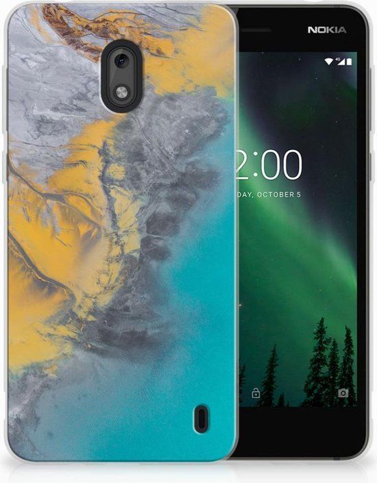 Nokia 2 TPU Case - Marble Blue Gold Design