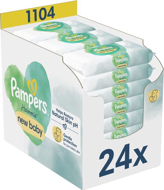 Pampers Harmonie New Baby Doekjes - 24 Verpakkingen = 1104 Babydoekjes