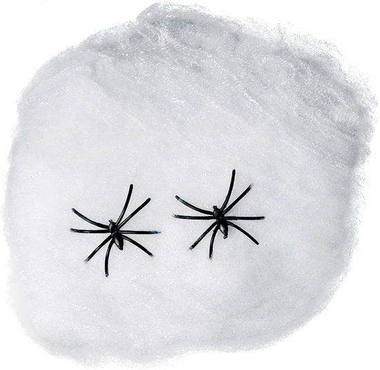 Guirca Spinrag + 2 Spinnen - Wit - 40 Gram