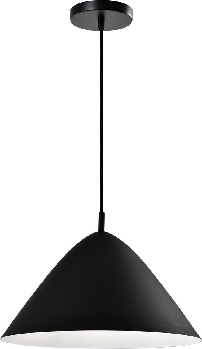 QUVIO Hanglamp retro - Lampen - Plafondlamp - Verlichting - Verlichting plafondlampen - Keukenverlichting - Lamp - E27 Fitting - Met 1 lichtpunt - Voor binnen - Aluminium - Metaal - D 40 cm - Zwart