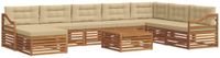 vidaXL Bankset voor buiten, 9-delig, naturel en beige, massief acaciahout