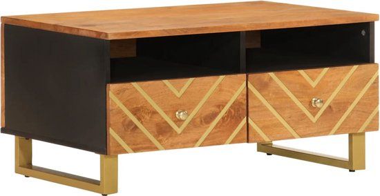 vidaXL Salontafel 80x54x40 cm massief mangohout bruin en zwart