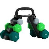 Lot d'haltères hexagonaux, haltères musculation, 2 x 1 kg, 2 x 3 kg, 2 x 5 kg, avec support convertible d'haltères