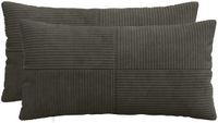 vidaXL - Kussensloop - 2 stuks - ALMELO - Antracietkleurig - 40 x 80 cm - corduroy