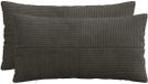 vidaXL - Kussensloop - 2 stuks - ALMELO - Antracietkleurig - 40 x 80 cm - corduroy