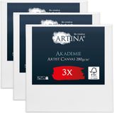 Artina Akademie – Set van 3 Schilderdoeken Canvas 80x80 cm – Spieraam van FSC® Hout – Wit Canvas 100% Katoen – 280 g/m
