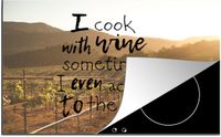 Merkloos KitchenYeah® Inductie beschermer 77x51 cm - Wijn quote 'I cook with wine' - Inductie kookplaat accessoire