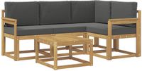 vidaXL Hoek loungeset 4 zitplekken Acacia hout Wit en antracietkleurig