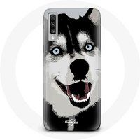 Maniacase Etui voor Samsung Galaxy A50 Siberische Husky blauwe ogen