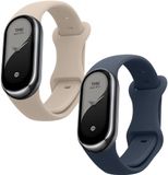 kwmobile 2x horlogebandjes geschikt voor Xiaomi Mi Band 10 / Mi Band 9 / 8 bandje - Smartwatch bandjes van TPU - Activity tracker horloge band in beige / lavendelgrijs