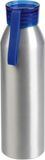 Bellatio Design Aluminium waterfles/drinkfles zilver met blauwe kunststof schroefdop 650 ml