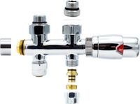 Belrad aansluitset 1/2" - 3/4" met thermostaatknop - recht - chroom