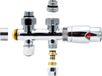 Belrad aansluitset 1/2" - 3/4" met thermostaatknop - recht - chroom