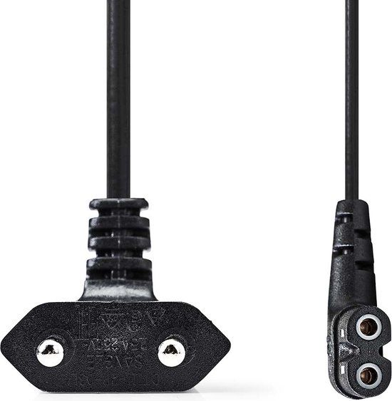 Nedis Stroomkabel - Euro Male - IEC-320-C7 - Gehoekt - Links Gehoekt - 3.00 m - Zwart