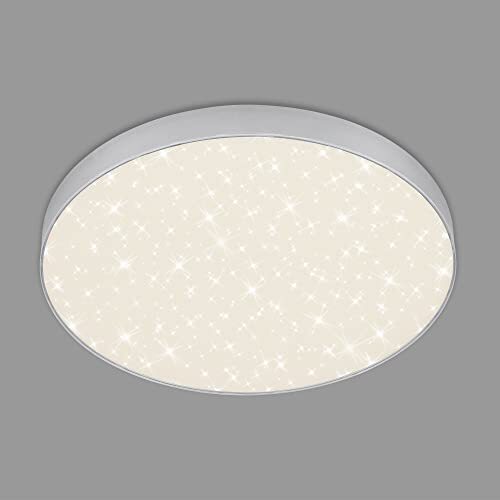 Briloner -LED plafondlamp met sterdecoratie, LED plafondlamp frameless, LED opbouwarmatuur, kleurtemperatuur neutraal wit, Ø387 mm, zilverkleurig