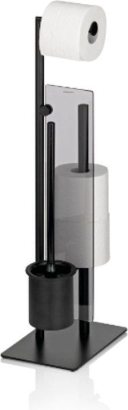 Kela Style Toiletrol en WC-borstel Houder - Zwart - 18 x 26 cm - Getint Glas