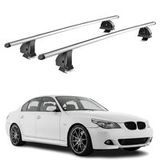 Omac Barres de toit transversales en aluminium pour BMW Serie 5 E60 2004-2010 – Tüv / Din 75302:2019 – Antivol inclus – Charge max 75 kg – 2 barres – Gris