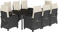 vidaXL 9-delige tuinset van polyrattan met kussens, zwart