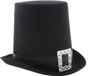 Merkloos Hoge hoed - zwart - met gesp - volwassenen - 60 cm - Halloween