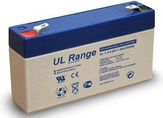 Ultracell UL VRLA Loodaccu 6V 1,3Ah - UL1.3-6 - 3FM1.3