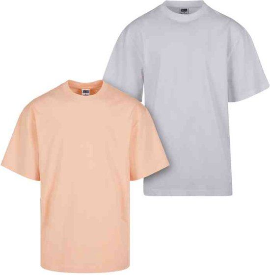 Urban Classics Tall 2-pack Heren T-shirt - Roze/Wit - 5XL