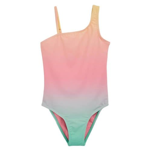 WE Fashion one shoulder bikini oranje/roze/groen