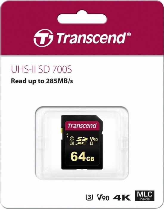 Transcend 64GB SDXC Class 10 geheugenkaart - 285MB/s leessnelheid