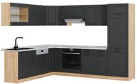 Vicco Hoekkeuken R-Line, Antraciet landhuis/Goudkleurig Eiken, 287 x 227 cm, WB Marmer