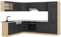 Vicco Hoekkeuken R-Line, Antraciet landhuis/Goudkleurig Eiken, 287 x 227 cm, WB Marmer