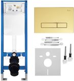 Rea - Cadre d'encastrement pour WC Slim 024n avec plaque de commande HD Gold