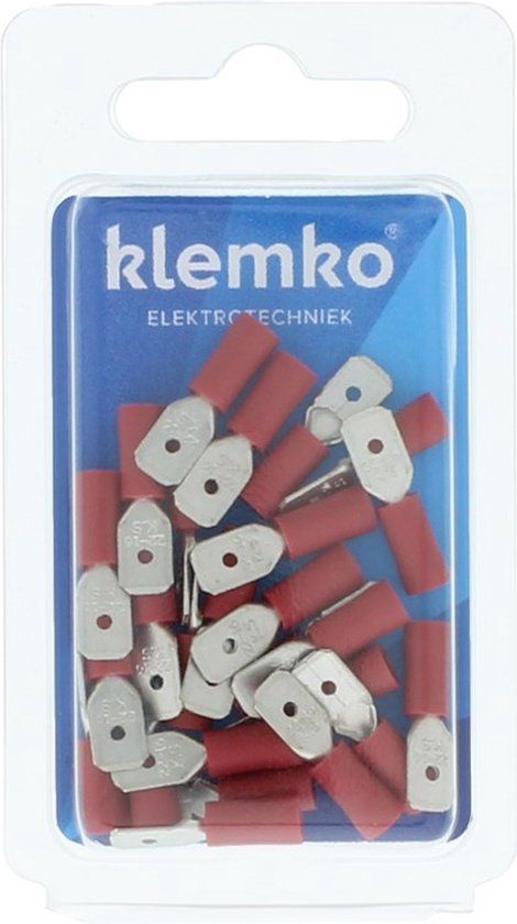 KLEMKO Geïsoleerde vlakstekker 6,3x0,8mm Rood 25 stuks