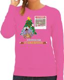 Bellatio Decorations Foute Kersttrui/sweater voor dames -doomsday - roze - kalkoen - kerstfeest XXL
