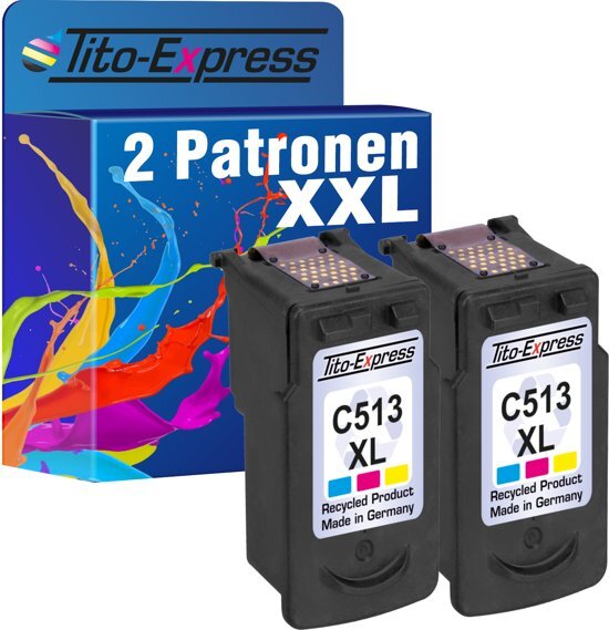 Tito Express 2 Patronen voor Canon CL-513XL Color PlatinumSerie MP230 / MP240 / MP250 / MP260 / MP270 / MP280 / MP480 / MP490 / MP495 / MP499 / MX320 / MX330 / MX340 / MX350 / MX360 / MX410 / MX420