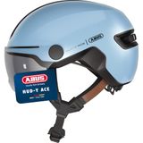 ABUS HUD-Y ACE City helm - Stijlvolle fietshelm met vizier en magnetisch oplaadbaar LED-achterlicht - voor dames en heren - Blauw, M