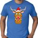 Bellatio Decorations Fout Kerst t-shirt - Rudolf het rendier met kerstmuts - blauw voor heren - XXXXL
