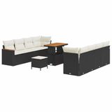 vidaXL - Tuinbank - Set - 12 - st - 10-Aantal - zitplaatsen - Zwart - poly - rattan