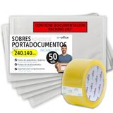 m-office Zelfklevende documentenvakken, 240 x 140 mm, paklijst, transparante enveloppen voor verzending, rekeningen, leverluchtbellen en documenten, waterdicht, met sterke hechting, m-office (50 stuks)