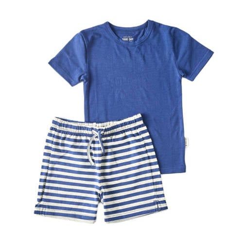 Little Label Shortama van biologisch katoen blauw/grijs