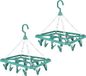 Urban Living Wasgoed droogcarrousel/droogmolen - 2x - 18 clips/knijpers - groen - kunststof - 31 x 33 cm