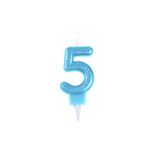 Homéa Birthday Candle Glitter Number 5 H 7.5 cm Blue