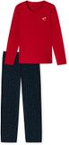 SCHIESSER Dames Pyjama Lange Katoenen Nightwear Pyjamaset, rood, 36