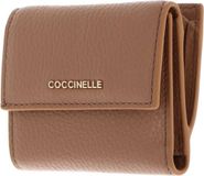 COCCINELLE Leren Portemonnee Metallic Soft Wallet Grained Leather Skin Lichtbruin