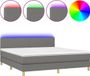 vidaXL Boxspring met matras en LED stof donkergrijs 160x200 cm