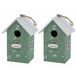2x Vogelhuisje/nestkastjes groen/wit hout 22 cm - Vogelhuisjes tuindecoraties