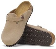 Birkenstock Boston Pantoufles Enfants - Suede Taupe - Coupe Étroite - Maat 31