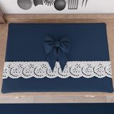 PETTI Artigiani Italiani Kookafdekking, elegante kookafdekking, fornuisafdekking in shabby-chic-stijl, effen, met ruches van kant met franjes en strikken, fornuisafdekking van katoen, fornuisafdekking