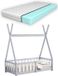 And OutdoorMatch Lit enfant Anais - Tipi - Avec protection anti-chute - Et matelas - 70x140 cm - Gris clair